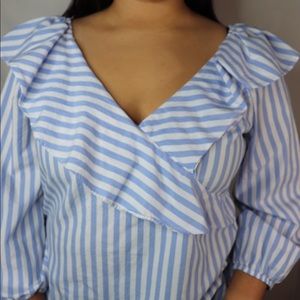 Striped White Blue Blouse